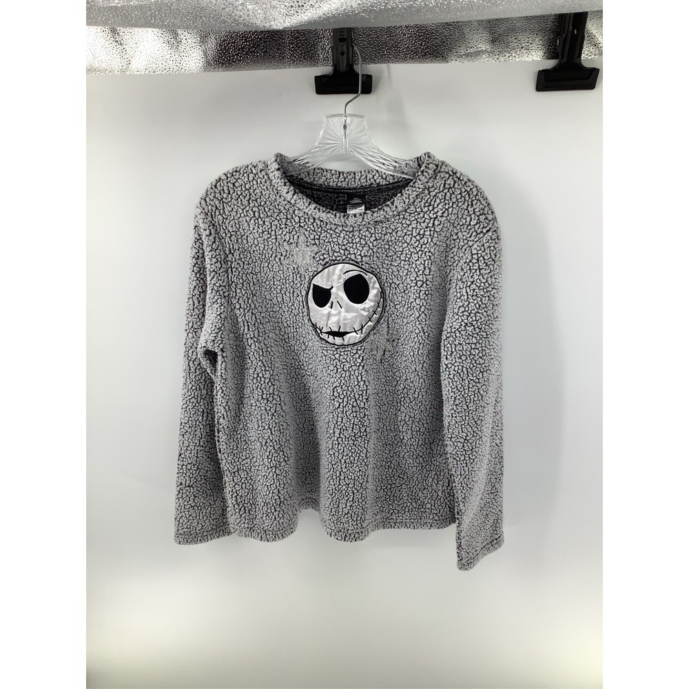 Disney Jack Skellington Sherpa Fleece Sleep Shirt Grey Black Soot Medium 8-10